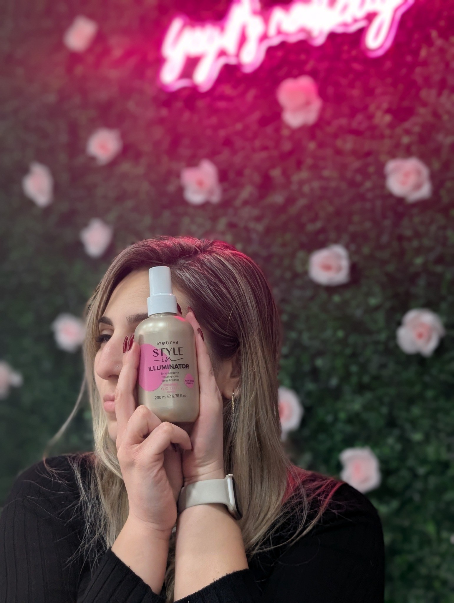 Desailee showing Inebrya Total Volume styling products