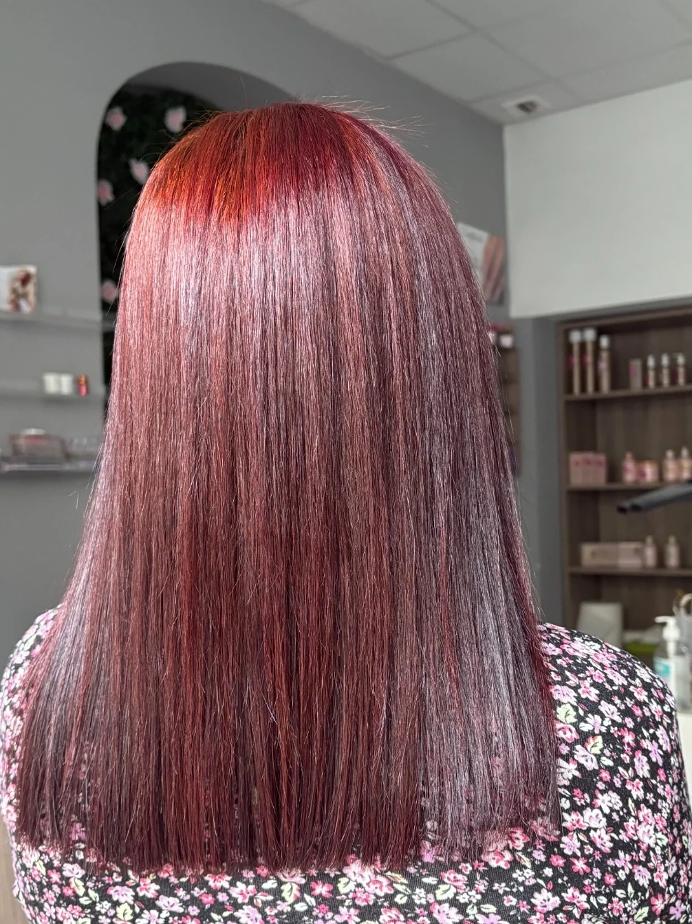 Client 1 hair after smoothing treatment