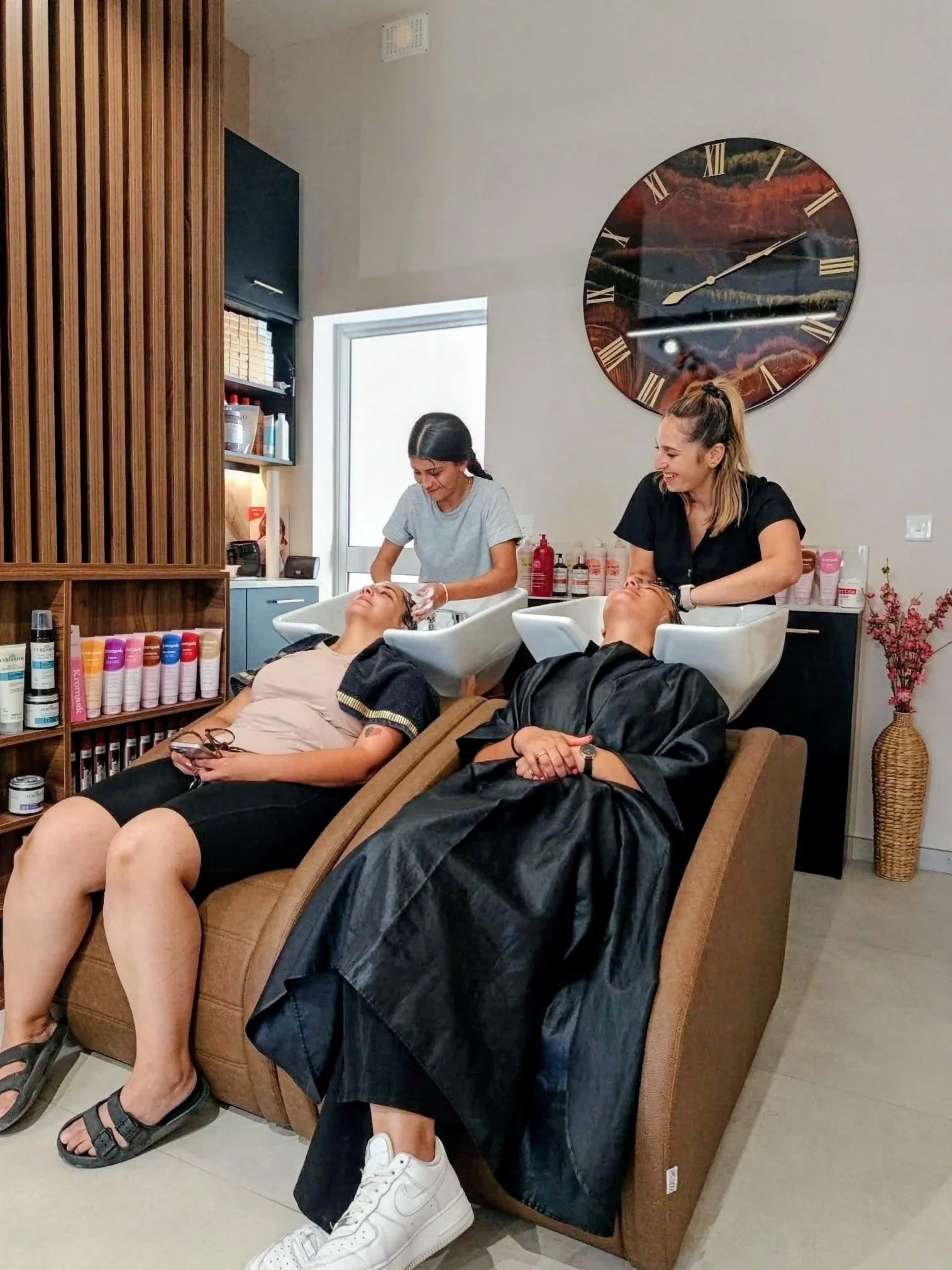 Hair washing in the salon