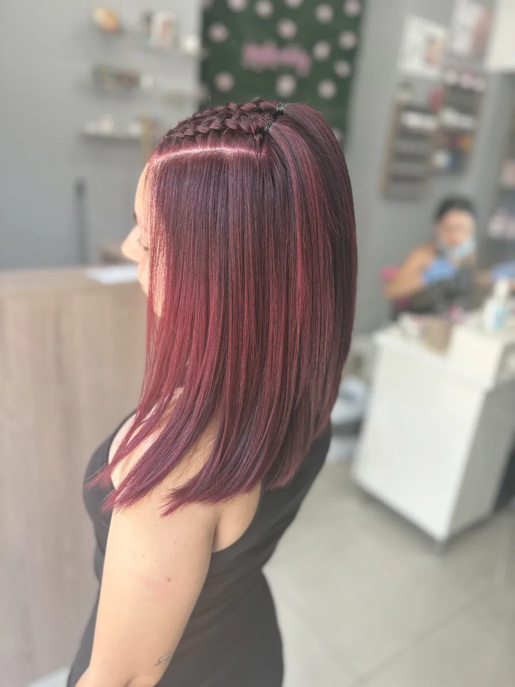 Burgundy braided detail